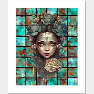 Copper Patina Boho Gothic Girl 4 Posters and Art